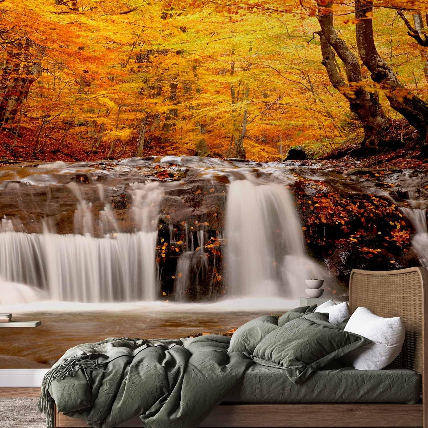 artgeist Wall Mural Peel and Stick Waterfall 212x98 in - XXL Self-Adhesive Corner Wallpaper Removable Large Sticker Foil Angle Wallpaper Wall Decor Print Nature Landscape Forest Tree c-B-0472-a-a
