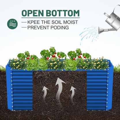 Land Guard 8x4x3ft Rectangular Galvanized Raised Garden Beds, Large-Capacity Metal Planter Box Outdoor, Durable Deep Raised Garden Bed 3ft Tall, Raised Beds for Gardening Vegetables, Royal Blue
