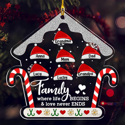 Personalized Chrismas Ornament 2025 - Love Never Ends, Custom Name Charms Family Members up to 10 People, for Family, Friends, and Loved Ones