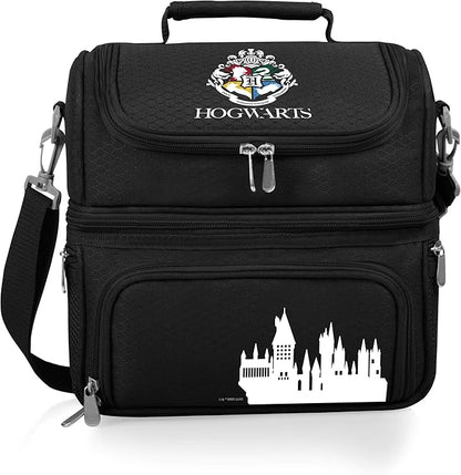 PICNIC TIME Harry Potter Hogwarts Pranzo Lunch Bag, Insulated Lunch Box with Utensil Set, Lunch Cooler Bag, (Black)