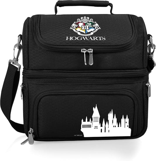 PICNIC TIME Harry Potter Hogwarts Pranzo Lunch Bag, Insulated Lunch Box with Utensil Set, Lunch Cooler Bag, (Black)