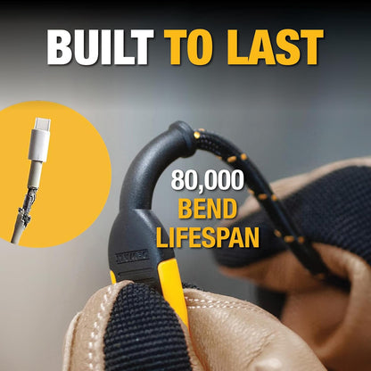 DEWALT Micro-USB to USB Cable(Not for iPhone)Reinforced Braided Micro-USB Cable, USB to Micro-USB Cable, Charger Cord Compatible with Android, 4 ft
