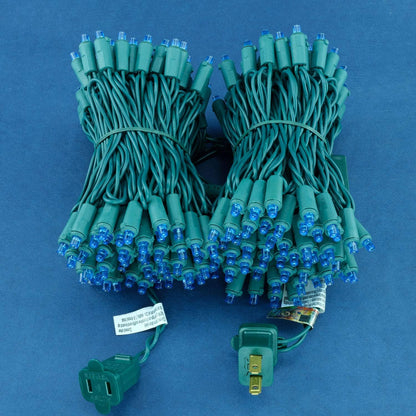 200 Count Blue Wide Angle LED Christmas Lights, 66 ft Green Wire UL Certified Commercial Grade 5mm Holiday String Light Set (Blue)