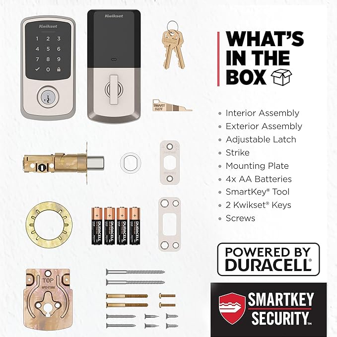 Kwikset Aura Reach Smart Lock Matter Over Thread and Bluetooth Enabled Keyless Entry Door Lock Deadbolt, BHMA Certified, Proximity Wakeup, Geofence Auto-Unlock Satin Nickel