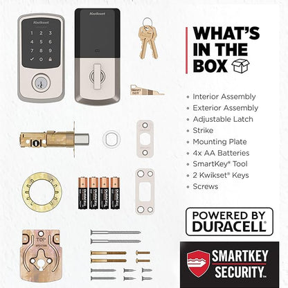 Kwikset Aura Reach Smart Lock Matter Over Thread and Bluetooth Enabled Keyless Entry Door Lock Deadbolt, BHMA Certified, Proximity Wakeup, Geofence Auto-Unlock Satin Nickel