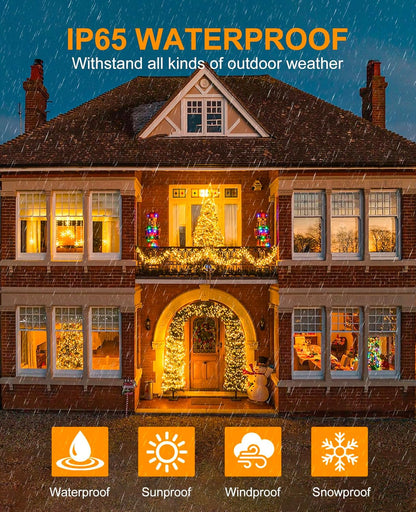 197FT 600 LED Christmas Lights Outdoor, Plug in Christmas Tree Lights Waterproof, 8 Modes Warm White String Twinkle Lights for Indoor Classroom Patio Garden Party Wedding Holiday Decorations