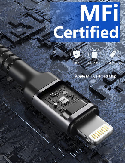 USB Type C to Lightning Cable Fast Charging, [Apple MFi Certified] 2Pack 6ft iPhone Charger Cable Compatible with iPhone 14/13/12/11 Pro Max and USB C Female to USB A Male Adapter with Keychain