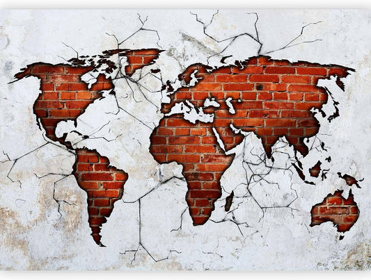 artgeist Premium Wall Mural World Map 157x110 in - XXL Non-Woven Wallpaper Fleece Wall Decor Photo Print Picture Image Design Map of The World k-A-0495-a-a
