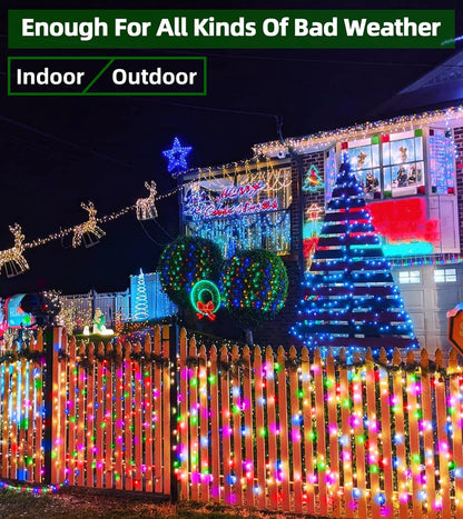 1500 LED 492FT Christmas Lights Outdoors, Green Wire LED String Lights with Timer Memory, Christmas Tree Lights for Indoor Outdoor Christmas Decorations Party Xmas Wedding Garden Patio (Multicolor)