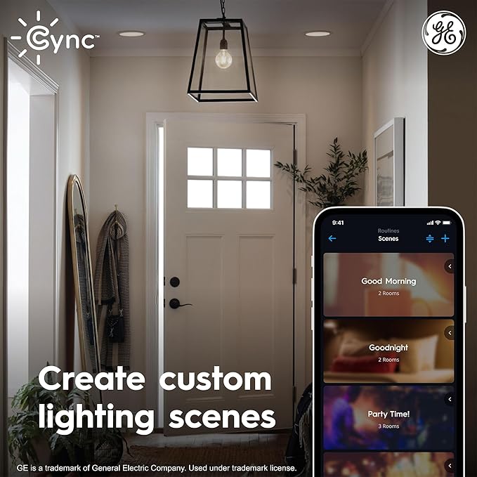 Cync GE Reveal Smart LED Recessed Downlight, Color Changing WiFi Light, Matter Compatible, Compatible with Alexa and Google Home, 6in, 2-Pack
