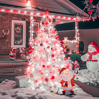JMEXSUSS Red and White Christmas Tree Lights with Remote, 600 LED String Lights Outdoor Indoor Clear Wire, 168ft Christmas Twinkle Lights Plug in for Bedroom Tree Birthday Party Christmas Decorations