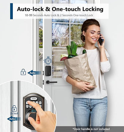 TEEHO TE002 Fingerprint Door Lock - Keyless Entry Electronic Keypad Deadbolt with 2 Backup Keys - Auto Lock - Easy Installation - Smart Locks for Front Door - Oil-Rubbed Bronze