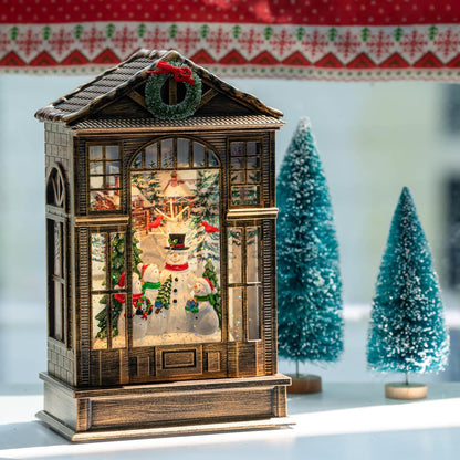 Christmas Snow Globe Swirling Glittering Snowman Choir Manger Scene, USB Lined/Battery Operated Lighted Water Lantern for Christmas Festival Decoration Gifts