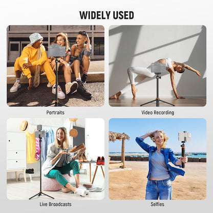 NEEWER Basics 59" Selfie Stick Tripod Compatible with iPhone DLSR Canon Sony Camera, Small Metal Portable Travel Desk Stand for Video Recording Filming, TS04