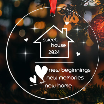 New Home Ornament 2024 - Housewarming Gifts, 2024 Sweet Home, New House Presents for Women, Couple - New Home Gift Ideas 2024 for Christmas, Acrylic Ornament