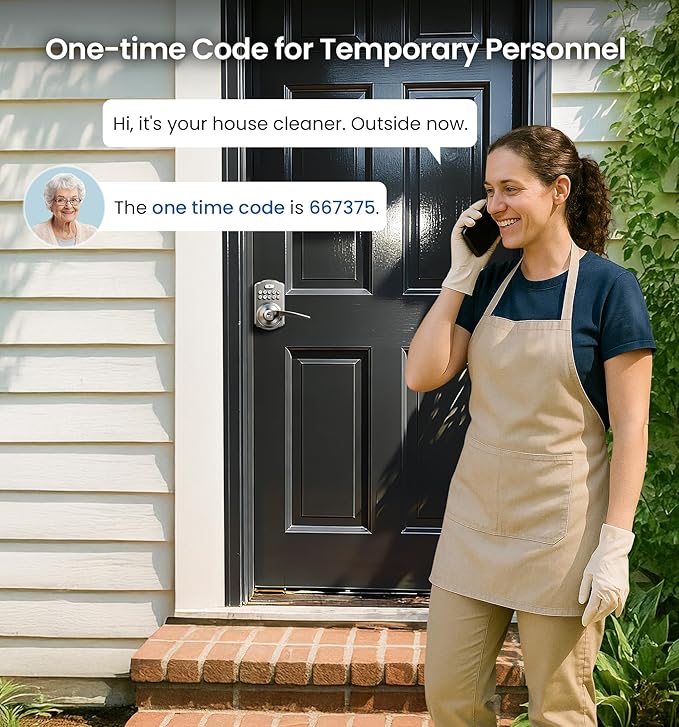 Veise Keypad Door Lock with Handle, Keyless Entry for Front Door & Bedroom, Electronic Lock with Code, Auto-Locking, Easy Installation, Passage Mode, Satin Nickel