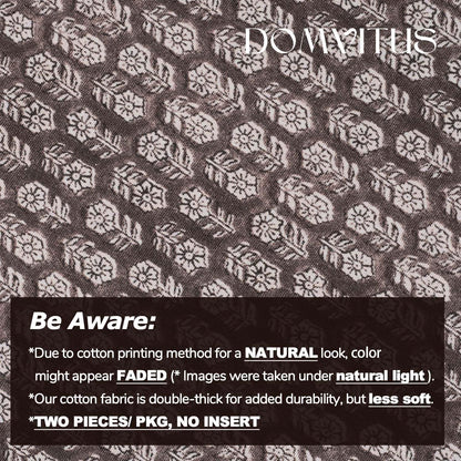 DOMVITUS Floral Pillow Covers Set of 2, Throw Pillow Covers 20x20, Floral Print Neutral Accent Decorative Pillow Covers for Living Room, Bed, Dark Brown