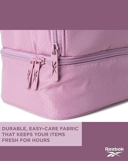 Reebok Mens and Womens Lunch Bag - Portable Insulated Work Lunch Box for Women and Men with Two Compartments and Handle, Andy Infused Lilac