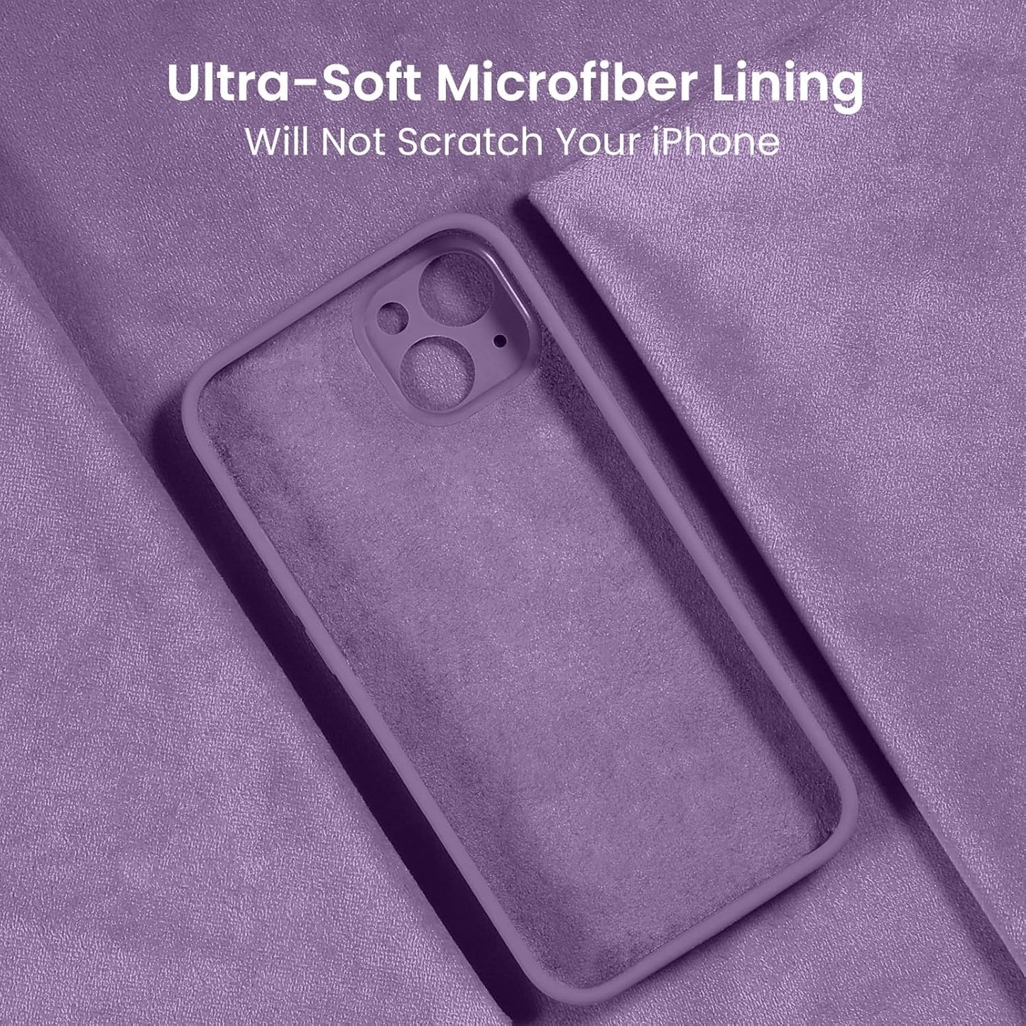 FireNova Designed for iPhone 15 Plus Case, Silicone [Camera Protection] Case with [2 Screen Protectors], Soft Anti-Scratch Microfiber Lining Inside, 6.7 inch, Light Purple
