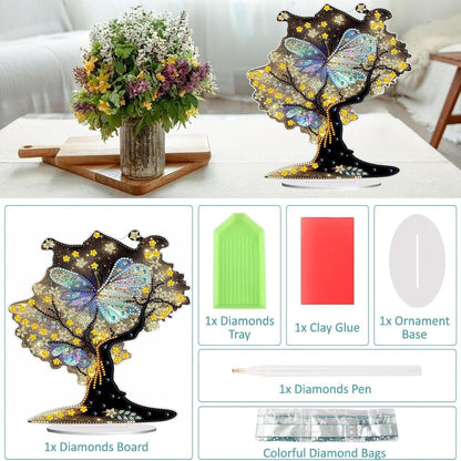 Diamond Painting Kits for Adults Beginners, 5D Full Drill Tree of Life Crystal Art Desktop Ornament, DIY Single Sided Home Office Desk Decor, Creative Craft Gift Set with Tools