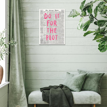 Liyark Retro Black And White Chicago Newspaper Poster Pink Trendy Preppy Apartment Art Motivational Affirmation Do It For The Plot Prints For Home Bedroom Living Room Wall Decor 16x24in Framed