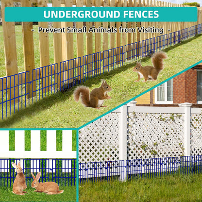Animal Barrier Fence, 25 Panels No Dig Fences, 17in(H) X 27ft(L) Garden Fence Animal Barrier for Rabbits and Dog Under Fencing Barrier, Rustproof Metal Fences Border for Outdoor, Yard, Patio