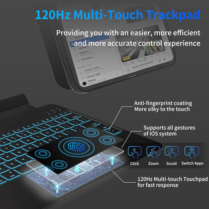 iPad Pro 13 Inch Case 2024 with Keyboard, Magnetic Detachable Keyboard Case for iPad Pro 13 Inch (M4, 2024) with 7 Colors Backlight, Multi-Touch Trackpad, Portrait/Landscape Mode (Black)