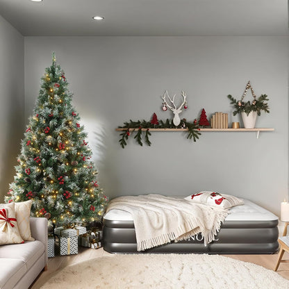 Prelit Christmas Tree with Lights 7.5ft - Premium Artificial Christmas Tree, with 1364 Branch Tips and 550 Warm Lightsm, Support Automatique, Easy Assembly,Perfect Choice for Xmas Decorations