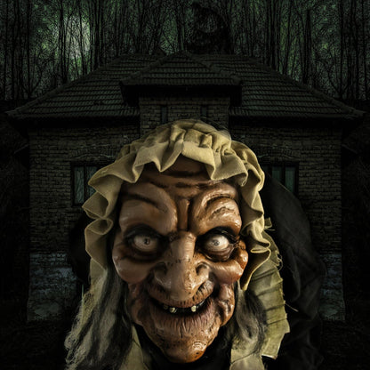 Haunted Hill Farm Life-Size Halloween Animatronic, Scary Talking Zombie Maid with Touch Activated Lights and Sounds, Battery Operated Indoor or Covered Outdoor Halloween Decorations for Home