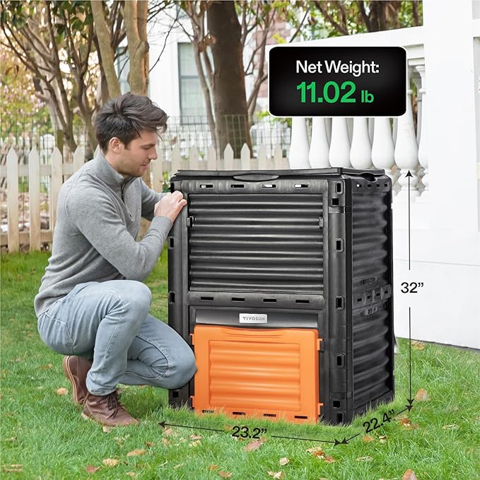 VIVOSUN Compost Bin 80Gallon (300L), Outdoor Composter W/Large Capacity & Easy Assembling, Compost Barrel for Fast Creation of Fertile Soil (Pack of 2)