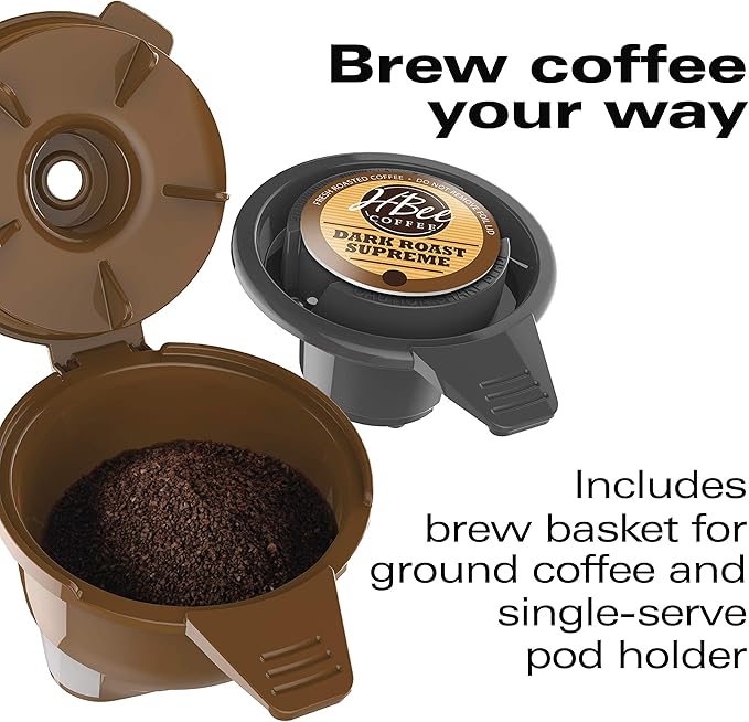 Hamilton Beach 49945 FlexBrew Single-Serve Coffee Maker Compatible with Pod Packs and Grounds, 1 Cup, Red