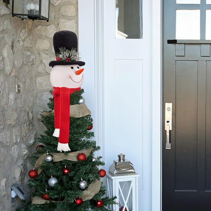 Christmas Tree Topper Snowman – Cute Hugger Santa Xmas Snowman Tree Topper, Christmas Tree Decoration for Holiday & New Year, Fits 4–7.5 FT Christmas Trees