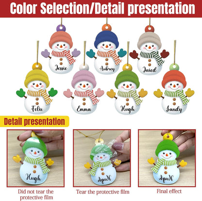 7PCS Personalized Christmas Ornament 2025, Custom Snowman Family Ornament with Name Photo Acrylic for Xmas Tree Decor Customized Hanging Gifts