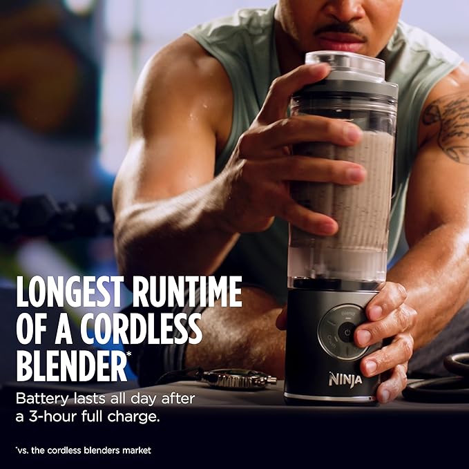 Ninja Blast Max, Portable Blender + Twist & Go, Personal Smoothie, Blend, Ice Crush, 3 Programs, Cordless, 22 oz removable Vessel, Dishwasher Safe, Leakproof, Lavender, BC251LD
