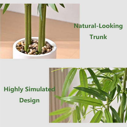 Artificial Bamboo Tree 6FT Tall Fake Plants Faux Silk Plant, Faux Bamboo Plant for Home Office Indoor Outdoor Decor Artificial Trees with Tall Planter