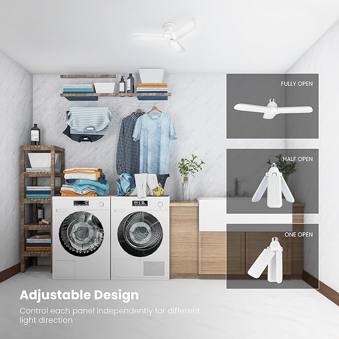 Feit Electric LED Garage Light, Multiple Adjustable Panels, E26 Base, Ideal for Garage, Workshop, Shed, 25,000-Hour Lifetime