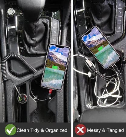 iPhone Charger Cable 6FT for Car, Coiled Lightning Cable [Apple MFi Certified] 2 Pack 6 Feet Lightning Cord Compatible with iPhone14 13/12/11 Pro Max/XS MAX/XR/XS/X/8/7/Plus/6S iPad/iPod - Red