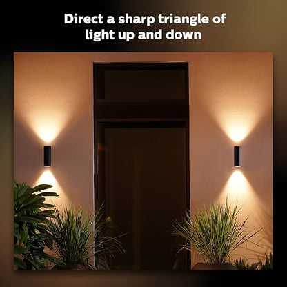 Philips Hue Appear Outdoor Smart Wall Light, Black - White and Color Ambiance LED Color-Changing Light - 1 Pack - Requires Hue Bridge - Control with Hue App and Voice - Weatherproof
