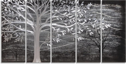 Yihui Arts Metal Tree Wall Decor Hand Grind On Aluminum Modern Abstract Nature Wall Art Contemporary Landscape Pictures for Living Room Bedroom Dinning