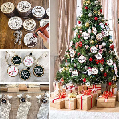 SENMUT Wood Slices 30 Pcs 3.1-3.6inch Natural Rounds Unfinished Wooden Circles Christmas Ornaments for Crafts Wood Kit Predrilled with Hole Wood Coasters, Craft Supplies for DIY and Painting
