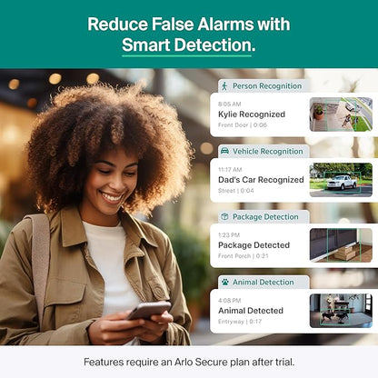 Arlo Essential Security Camera Wireless Outdoor 2K (3rd Gen, 2025 Release) - Battery Power, Person Recognition, Package Detection, Animated Preview, 1-Month Trial of Secure Plan, 2 Cam, White