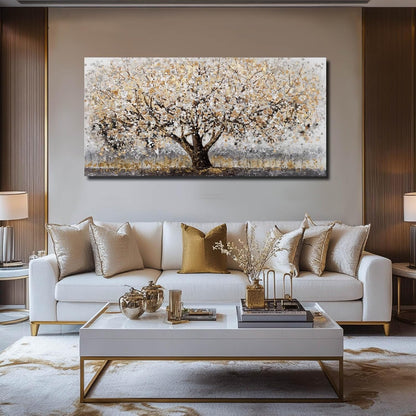 Gold Wall Decor Large Framed Canvas Art for Living Room Vintage Botanical Pictures Office Poster Prints Artwork Paintings for Home Hotel 29”x58”