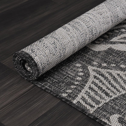 Medallion Outdoor Rug 6x9 Washable Outside Carpet for Indoor Patio Porch Waterproof Easy Cleaning Non Shedding Area Rugs Dark Gray 6 x 9