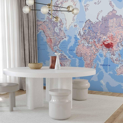 artgeist Premium Wall Mural World Map 157x110 in - XXL Non-Woven Wallpaper Fleece Wall Decor Photo Print Picture Image Design Home Map of The World k-A-0061-a-b