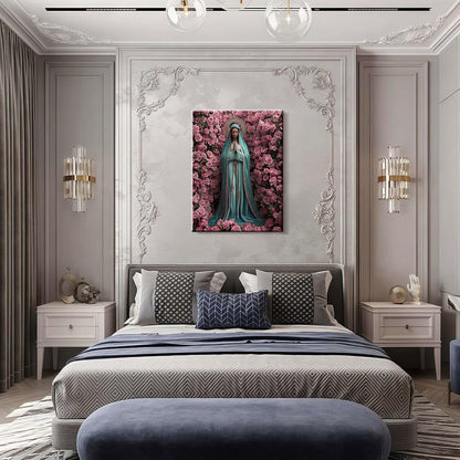 Framed Virgin Mary Catholic Wall Art Decor Canvas Print Wall Painting Religious Poster Artwork for Living Room Bedroom Hallway Gallery Decor 12x16 Inch Ready to Hang