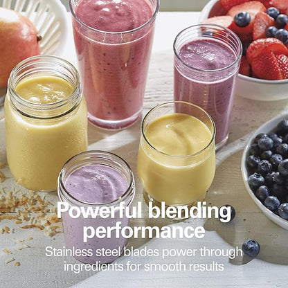 Hamilton Beach Portable Blender for Shakes and Smoothies,14 Oz BPA Free Travel Cup & Lid,Durable Stainless Steel Blades,Personal Smoothie Blender,Blue,51132G,(Pack of 4)