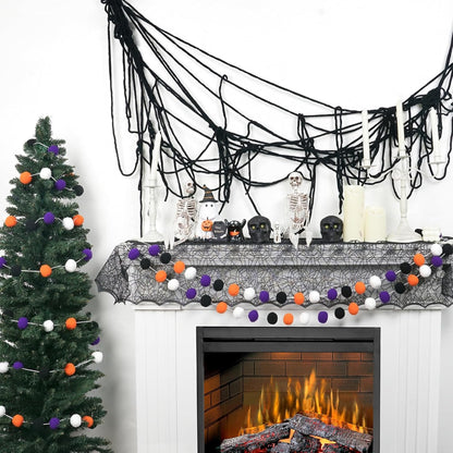 TBD Decor 2pk Halloween Decorations Pom Pom Garland,13FT Colorful Large Felt Ball Garland,Cute Hanging Halloween Party Decorations for Mantle,Indoor Birthday Party Supplies