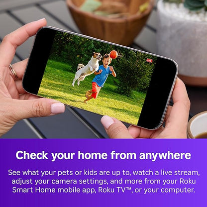 Roku Battery Camera for Home Security - New 2025 Weather-Resistant Indoor & Outdoor Wireless Camera & Pet Monitor with 1080p HD & Two-Way Audio - Rechargeable, Motion Detection & Wi-Fi (Pack of 2)