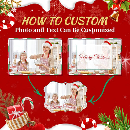 Personalized Christmas Ornaments 2025 Wood Custom Photo Picture Text Christmas Ornament Personalized Ornament Christmas Xmas Tree Decorations for Kids Couples Family Friends