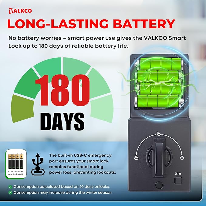 VALKCO Smart Door Lock V5O5BF, Keyless Entry Door Lock with Keypad and Bluetooth App Control, Fingerprint Deadbolt, Smart Door Lock for Front Door, Auto Lock, IP54 Weatherproof, Easy Installation.